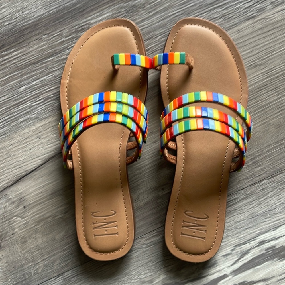 INC International Concepts Strappy Toe Loop Sandals Sz 6